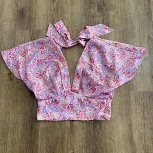 Cropped Satin Top. Low Cut. Backless. Side Zipper.